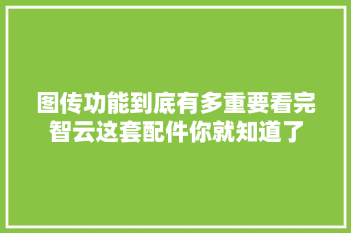 图传功能到底有多重要看完智云这套配件你就知道了