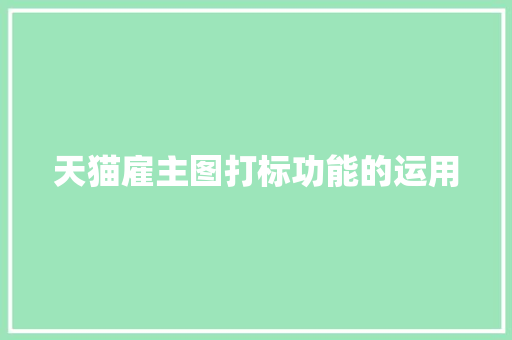 天猫雇主图打标功能的运用