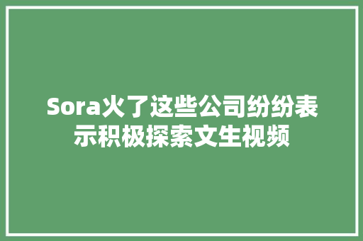 Sora火了这些公司纷纷表示积极探索文生视频