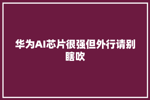 华为AI芯片很强但外行请别瞎吹