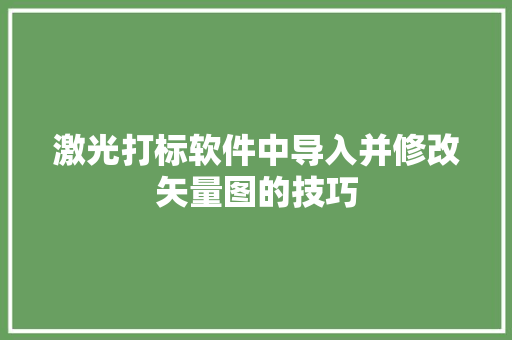 激光打标软件中导入并修改矢量图的技巧