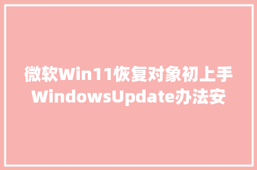 微软Win11恢复对象初上手WindowsUpdate办法安装新系统