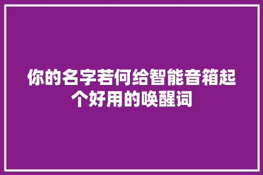你的名字若何给智能音箱起个好用的唤醒词