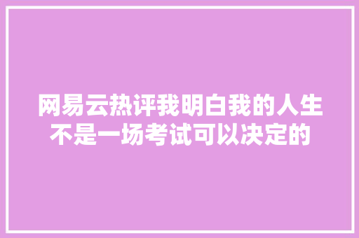 网易云热评我明白我的人生不是一场考试可以决定的