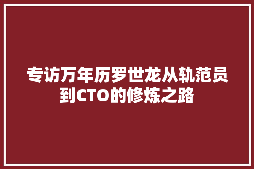 专访万年历罗世龙从轨范员到CTO的修炼之路