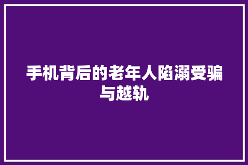 手机背后的老年人陷溺受骗与越轨
