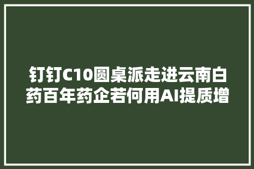 钉钉C10圆桌派走进云南白药百年药企若何用AI提质增效