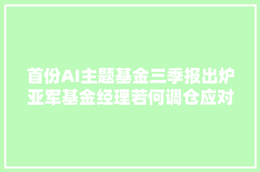 首份AI主题基金三季报出炉亚军基金经理若何调仓应对回撤