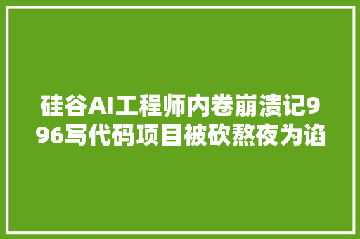 硅谷AI工程师内卷崩溃记996写代码项目被砍熬夜为谄媚投资人