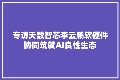 专访天数智芯李云鹏软硬件协同筑就AI良性生态