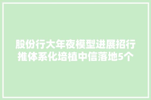 股份行大年夜模型进展招行推体系化培植中信落地5个重点应用领域