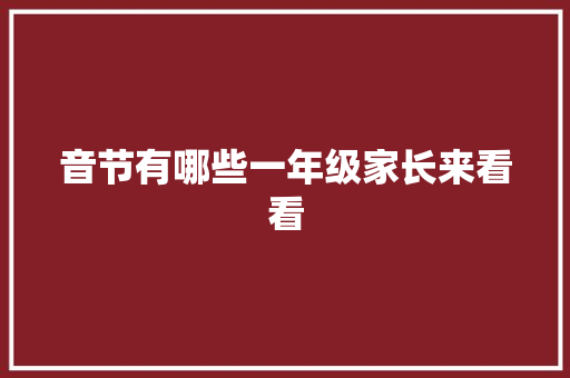 音节有哪些一年级家长来看看
