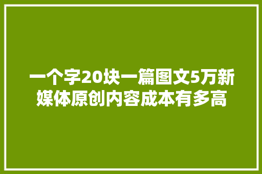 一个字20块一篇图文5万新媒体原创内容成本有多高