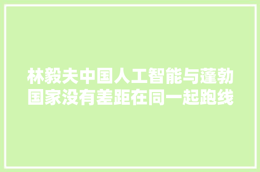 林毅夫中国人工智能与蓬勃国家没有差距在同一起跑线