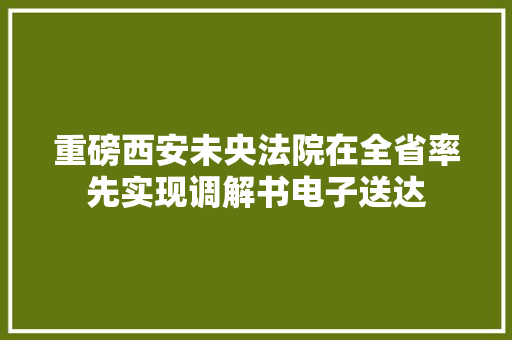 重磅西安未央法院在全省率先实现调解书电子送达