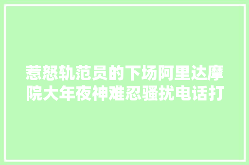 惹怒轨范员的下场阿里达摩院大年夜神难忍骚扰电话打造二哈AI