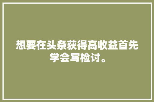 想要在头条获得高收益首先学会写检讨。