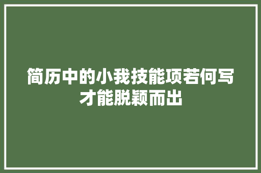 简历中的小我技能项若何写才能脱颖而出