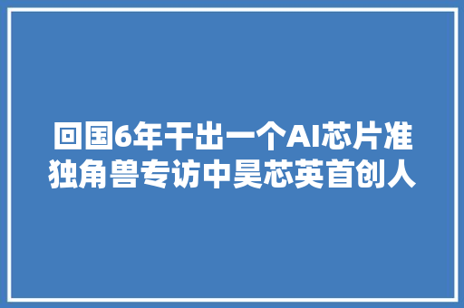 回国6年干出一个AI芯片准独角兽专访中昊芯英首创人杨龚轶凡
