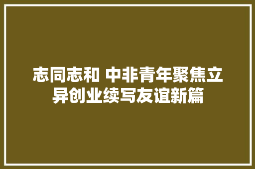 志同志和 中非青年聚焦立异创业续写友谊新篇