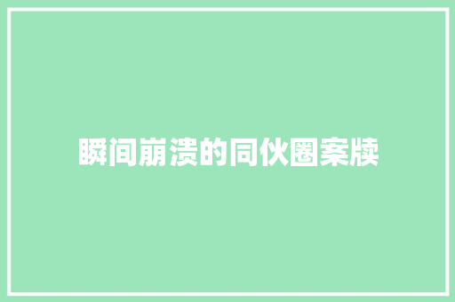 瞬间崩溃的同伙圈案牍
