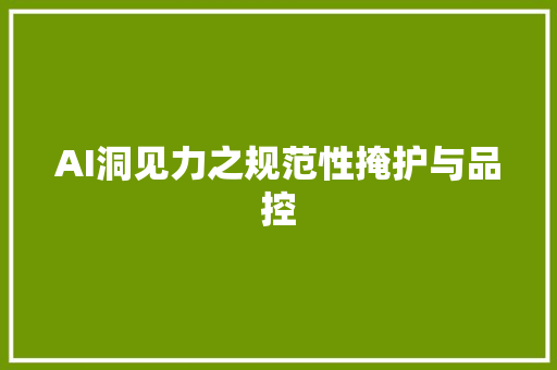 AI洞见力之规范性掩护与品控
