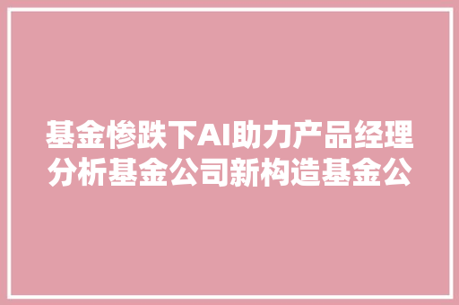 基金惨跌下AI助力产品经理分析基金公司新构造基金公司小轨范功能全解析