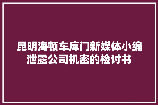 昆明海顿车库门新媒体小编泄露公司机密的检讨书