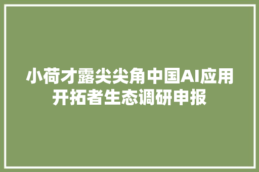小荷才露尖尖角中国AI应用开拓者生态调研申报