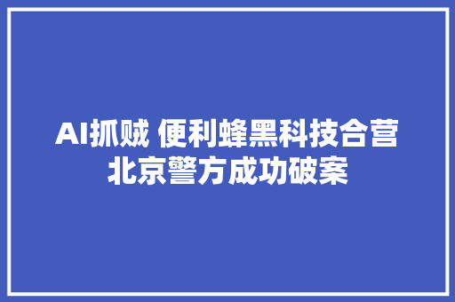 AI抓贼 便利蜂黑科技合营北京警方成功破案