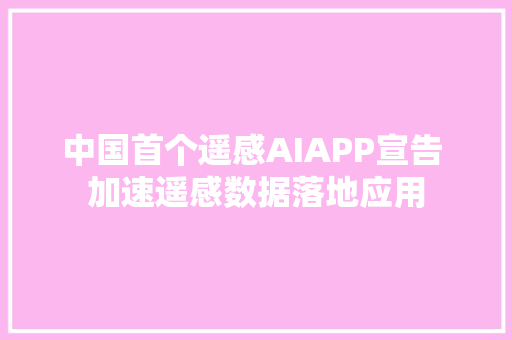 中国首个遥感AIAPP宣告 加速遥感数据落地应用