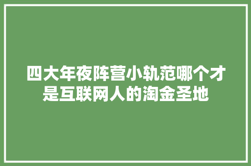 四大年夜阵营小轨范哪个才是互联网人的淘金圣地