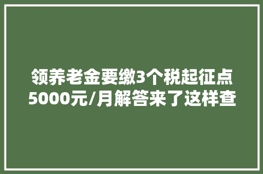 领养老金要缴3个税起征点5000元/月解答来了这样查询已缴账户总额→