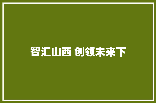 智汇山西 创领未来下