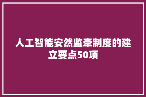 人工智能安然监牵制度的建立要点50项