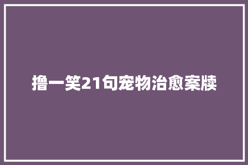 撸一笑21句宠物治愈案牍