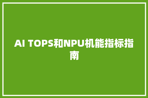 AI TOPS和NPU机能指标指南