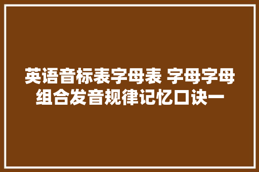 英语音标表字母表 字母字母组合发音规律记忆口诀一