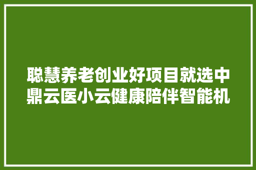 聪慧养老创业好项目就选中鼎云医小云健康陪伴智能机加盟