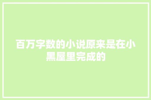 百万字数的小说原来是在小黑屋里完成的