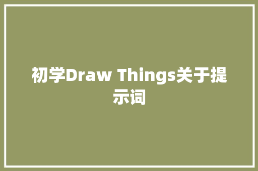 初学Draw Things关于提示词
