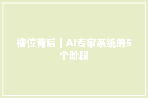 槽位背后｜AI专家系统的5个阶段