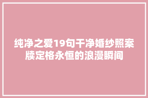 纯净之爱19句干净婚纱照案牍定格永恒的浪漫瞬间