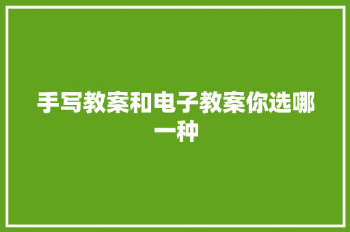 手写教案和电子教案你选哪一种