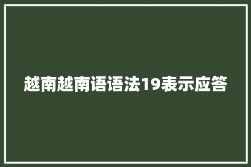 越南越南语语法19表示应答