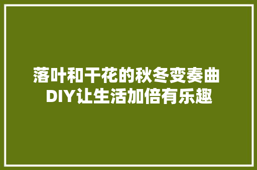 落叶和干花的秋冬变奏曲 DIY让生活加倍有乐趣