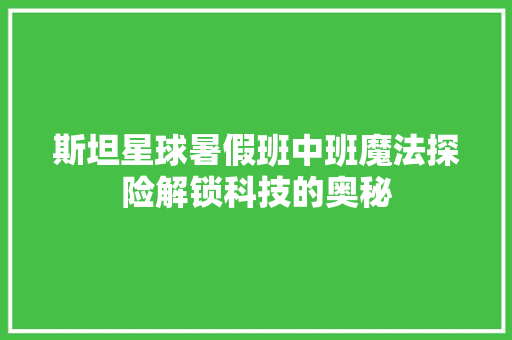 斯坦星球暑假班中班魔法探险解锁科技的奥秘