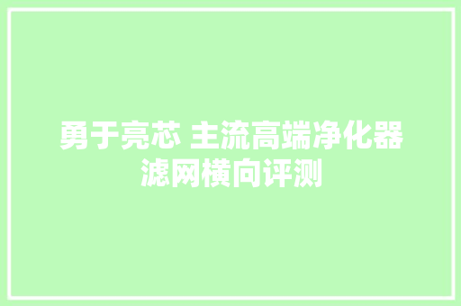 勇于亮芯 主流高端净化器滤网横向评测