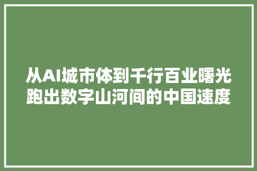 从AI城市体到千行百业曙光跑出数字山河间的中国速度