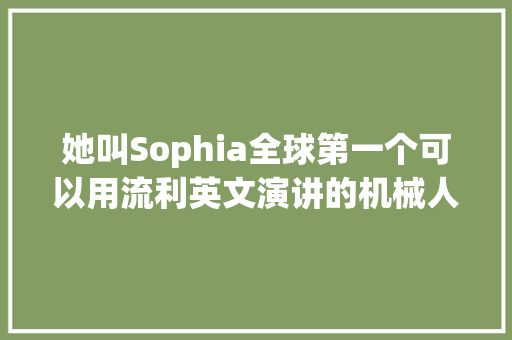 她叫Sophia全球第一个可以用流利英文演讲的机械人震撼